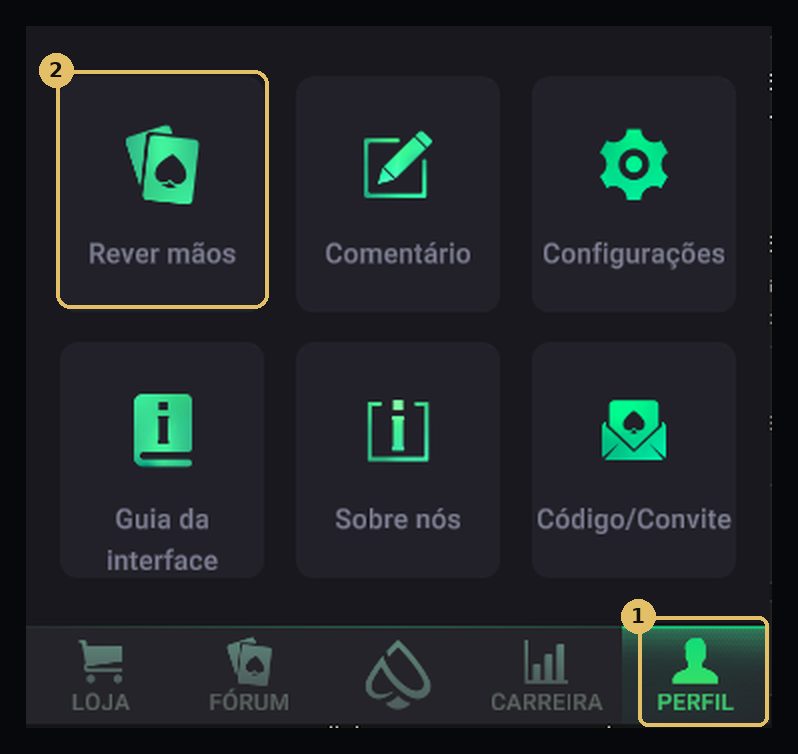 App PPPoker: Perfil e Rever mãos